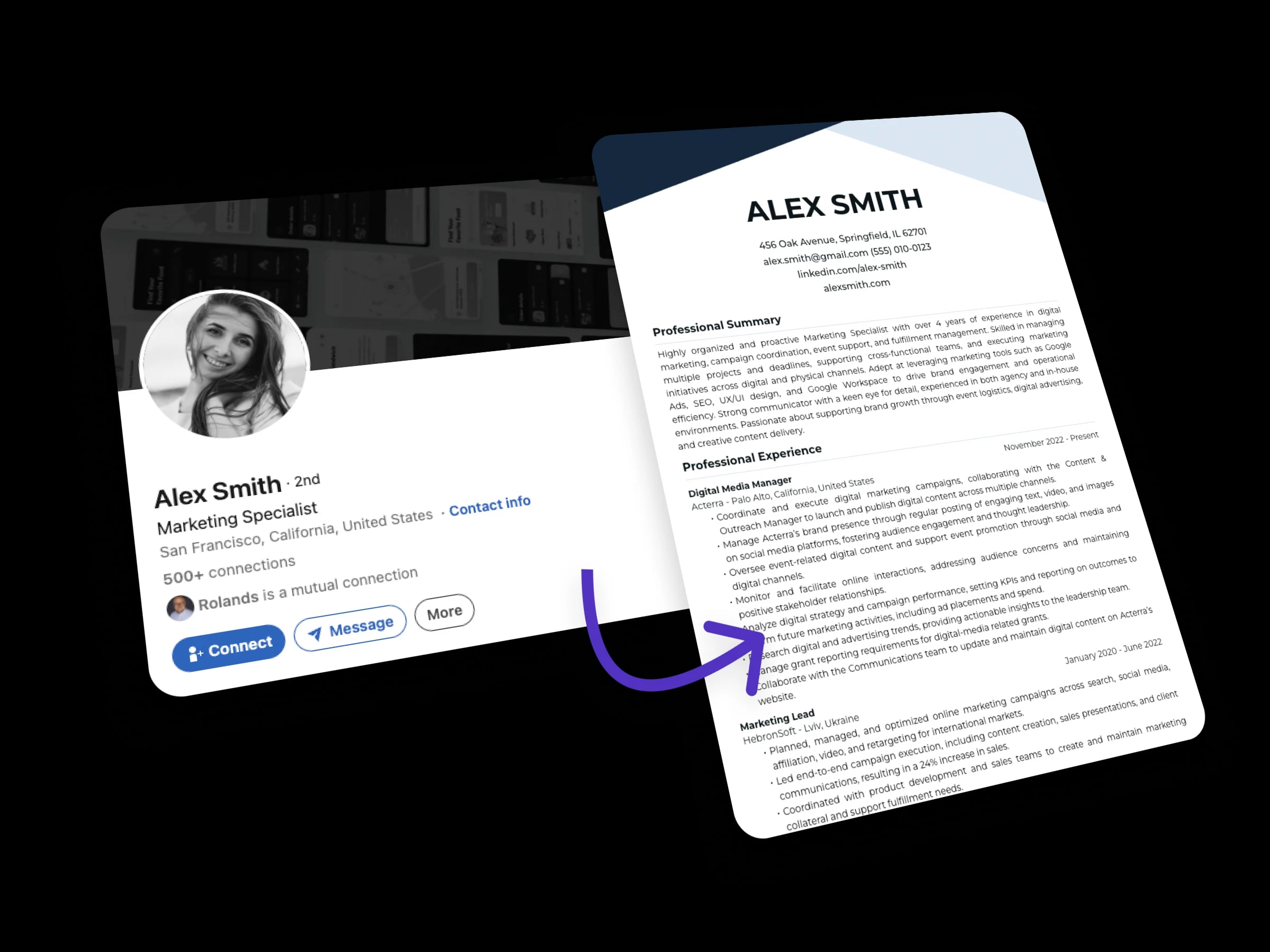 Behired turning a LinkedIn profile into a job-tailored resume