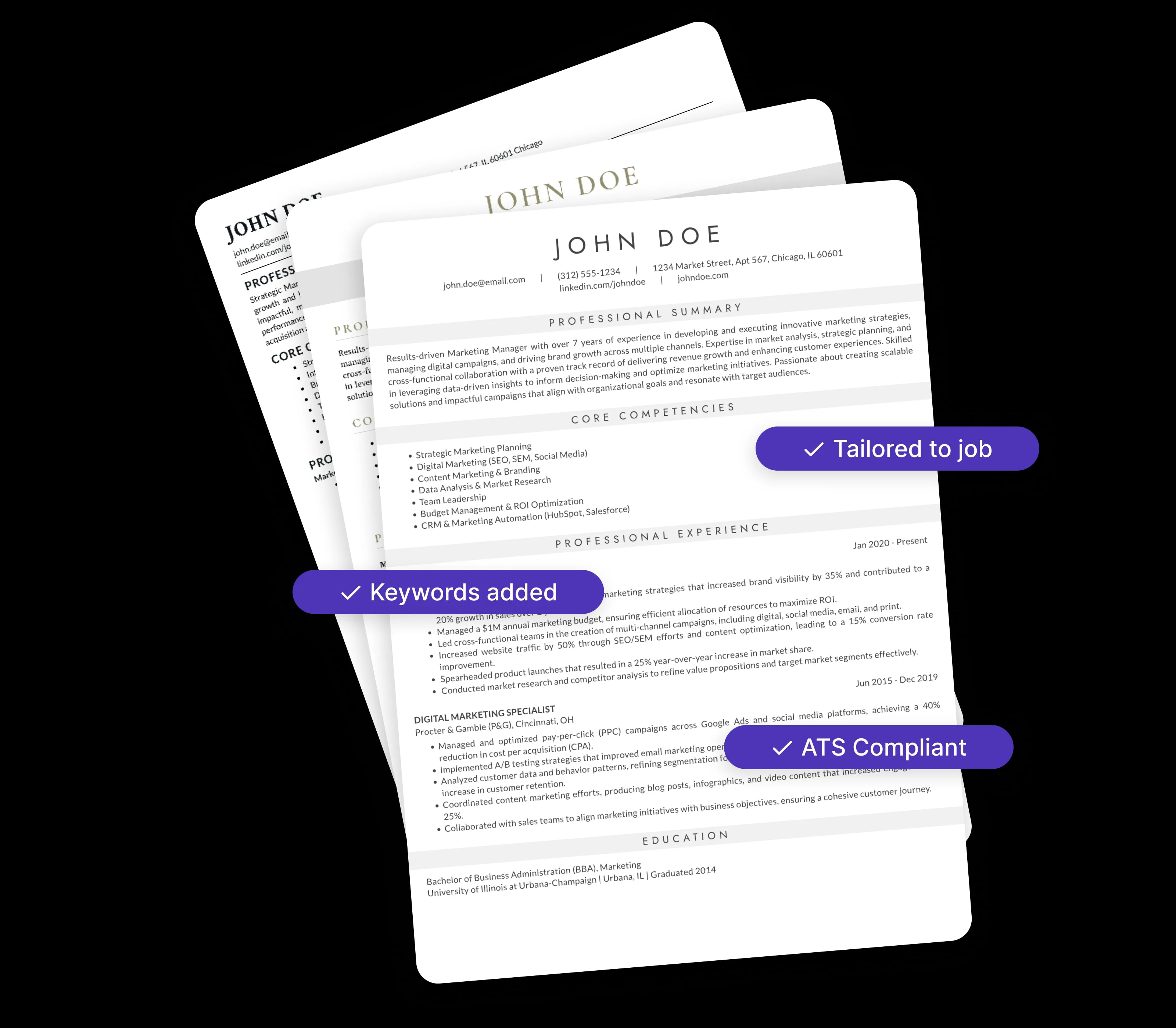 Behired building a tailored resume from a LinkedIn profile