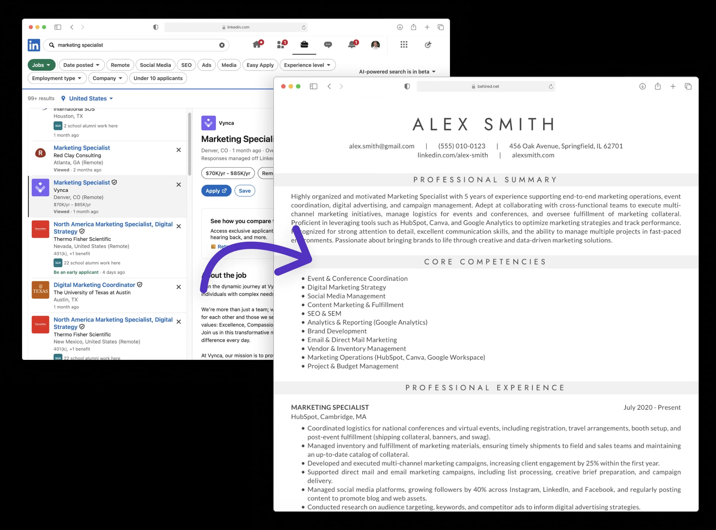 Behired tailoring a resume to a job description